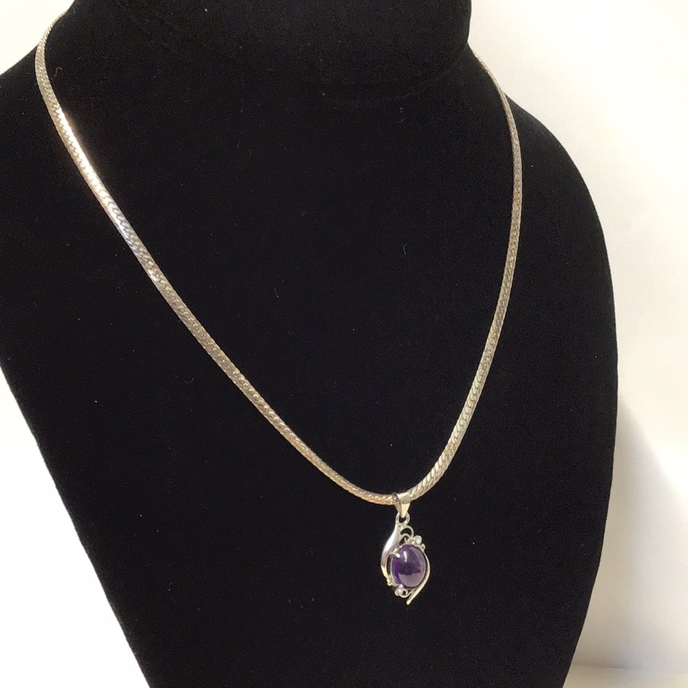 Amethyst Silver Necklace with Purple Pendant classy timeless elegance